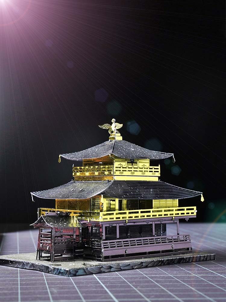 爱拼 金属diy拼装模型3d免胶立体拼图 日本印象系列之金阁寺彩色