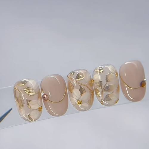 流光落叶 新年战甲短款美甲穿戴甲中长款手绘成品指甲贴片