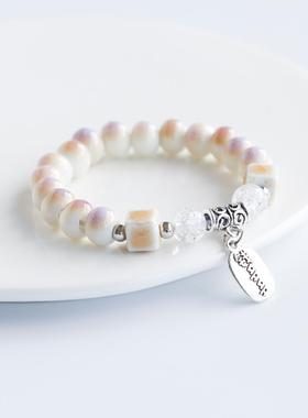 钱多多暴富陶瓷手串景德镇瓷珠串珠手链情侣手饰民族风学生饰品女