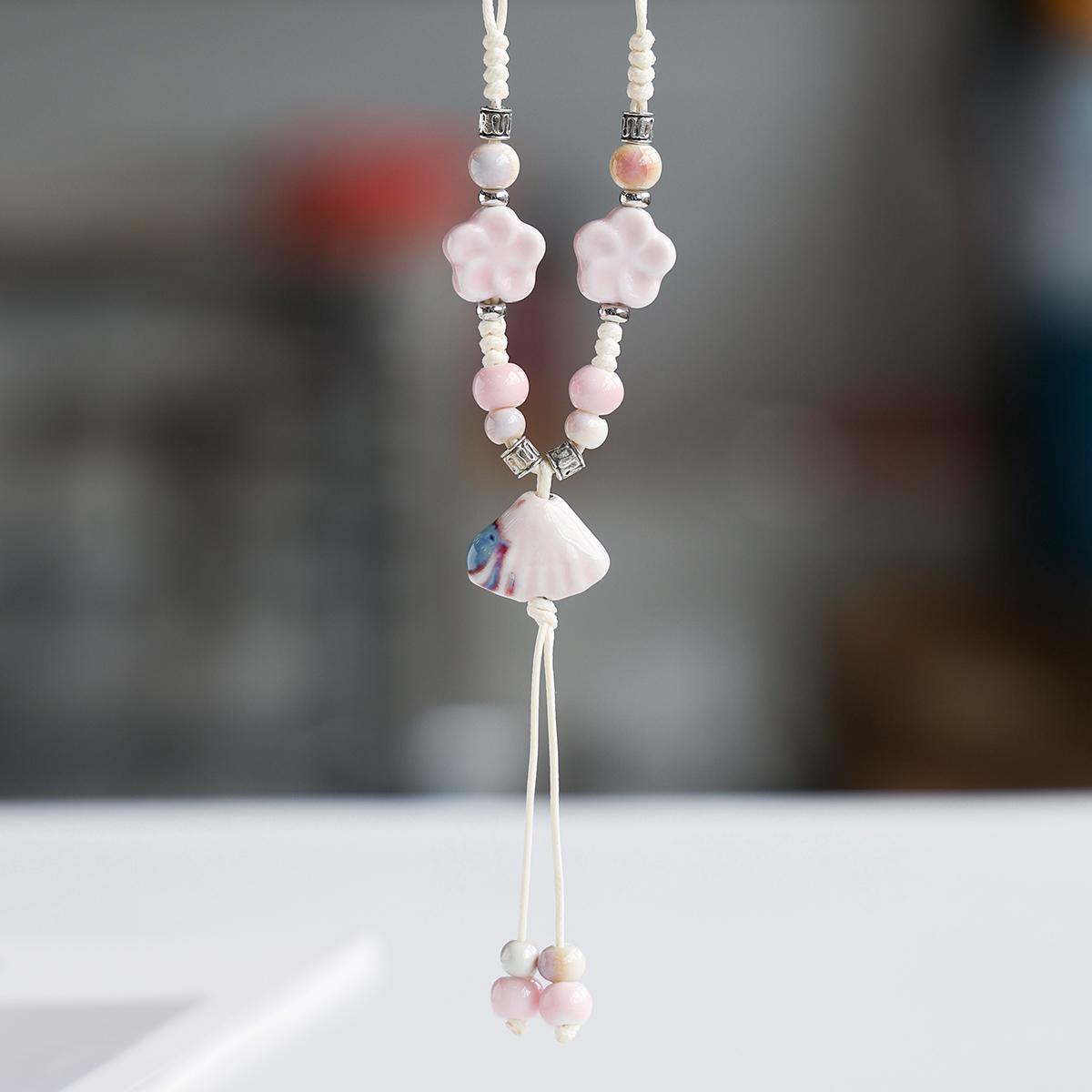 景德镇陶瓷饰品项链新中式旗袍古风汉服配饰毛衣链文艺气质吊坠女