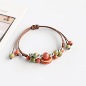 民族风陶瓷首饰景德镇瓷珠编织手绳陶瓷手链新中式 手串小众设计感