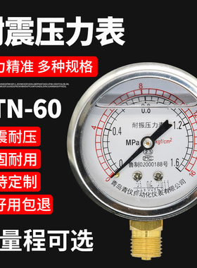 耐震压力表60表盘/25/40/6/1.6MPA液压油压表水压表防震气压表2.5