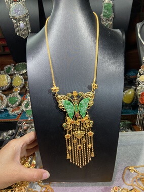 蝴蝶套装 台湾工艺翡翠吊坠 一套