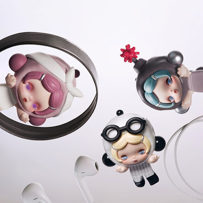 POPMART泡泡玛特泡泡贴贴 θ SKULLPANDA 不想不想系列公仔盲盒