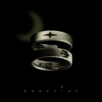 宇宙记号情侣S925银闭口戒指