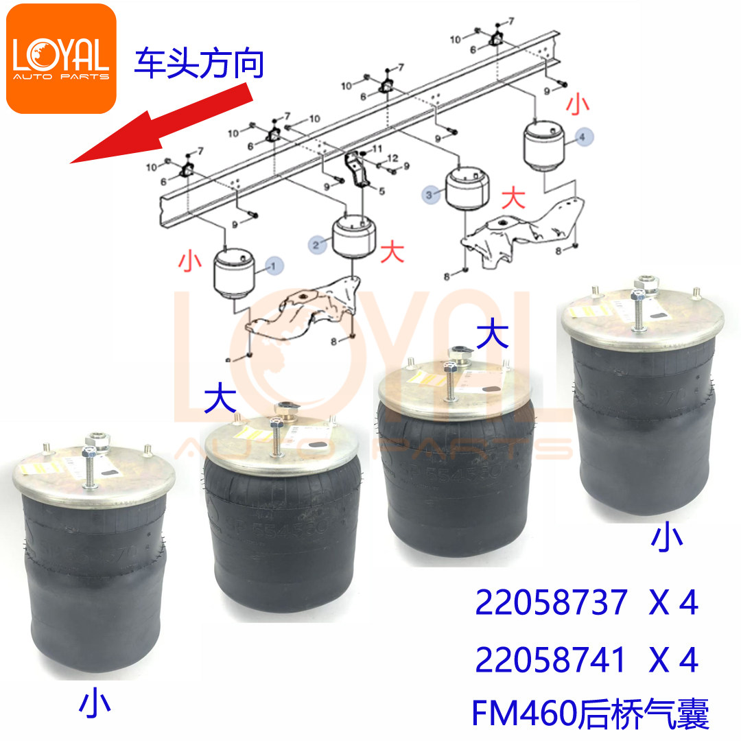 FM460/FM500沃尔沃卡车后桥气囊沃尔沃卡车配件22058741