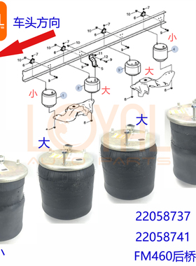 适用于FM460/FM500沃尔沃卡车后桥气囊22058737 富豪卡车配件