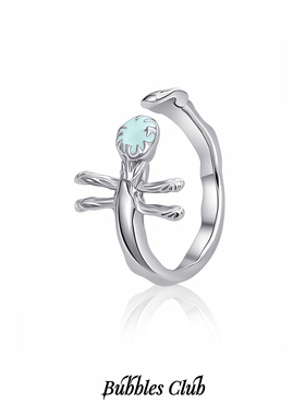 BubblesClub卿隹·琵琶系列琵琶琴头戒指纯银小众开口戒新中式