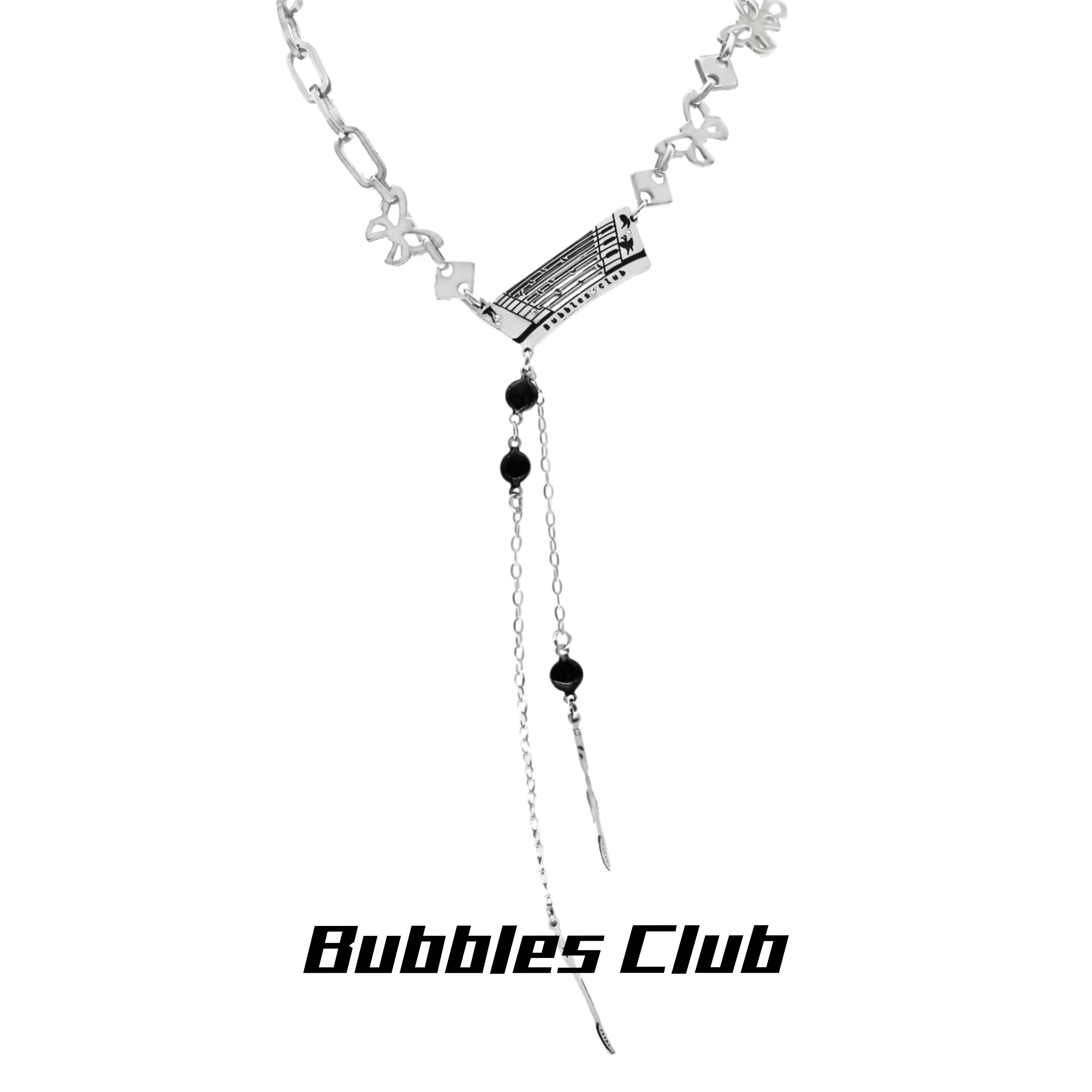 BubblesClub钛钢y字情侣项链