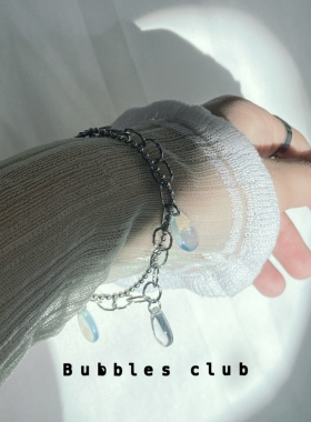 Bubbles Club伊卡洛斯之泪双层叠戴轻奢小众钛钢捷克琉璃水滴手链
