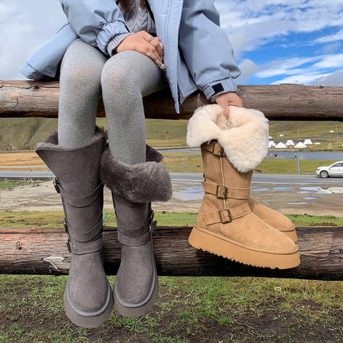 雪地靴女中长筒毛毛棉靴东北棉鞋