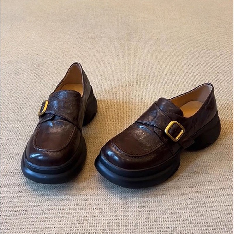 牛皮版~真皮厚底松糕增高乐福鞋女新款通勤英伦风小皮鞋复古单鞋,女鞋,深口单鞋,淘宝优惠券,粉丝福利购,淘宝优惠卷