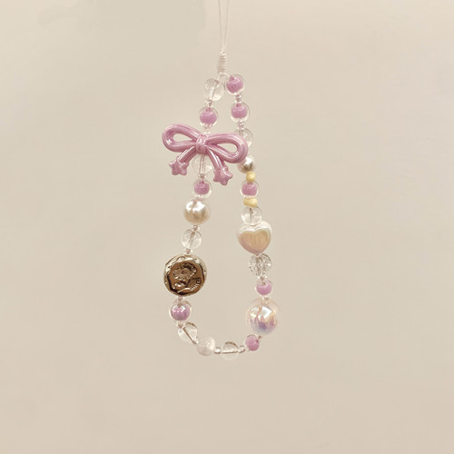 PurpleForest原创•莫奈的紫*蝴蝶结极光啵啵手机链拍立得ccd挂链