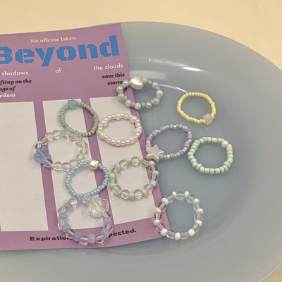 purple forest原创串珠戒指*紫色幻想vs橘子星球handmade ring