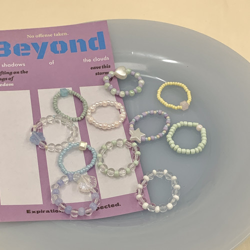 purple forest原创串珠戒指*紫色幻想vs橘子星球handmade ring