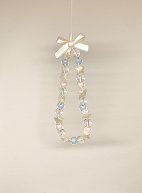 purple forest原创蝴蝶结拼色啵啵手机链短款手链ccd拍立得挂绳