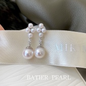 花嫁 特 芭家珠宝 M家日本akoya海水珍珠925纯银耳环耳坠