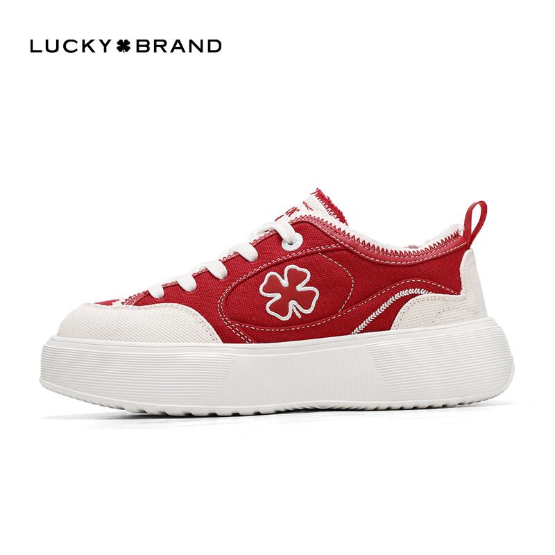 LUCKYBRAND板鞋四叶草美式复古休闲鞋帆布鞋时尚透气女鞋运动鞋