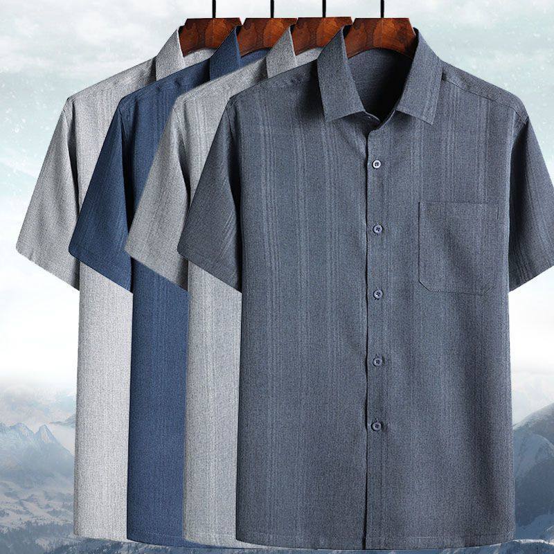 夏季中老年男士短袖衬衫宽松翻领上衣中老年人薄款爷爷装大码衬衫,男装,衬衫,淘宝优惠券,粉丝福利购,淘宝优惠卷