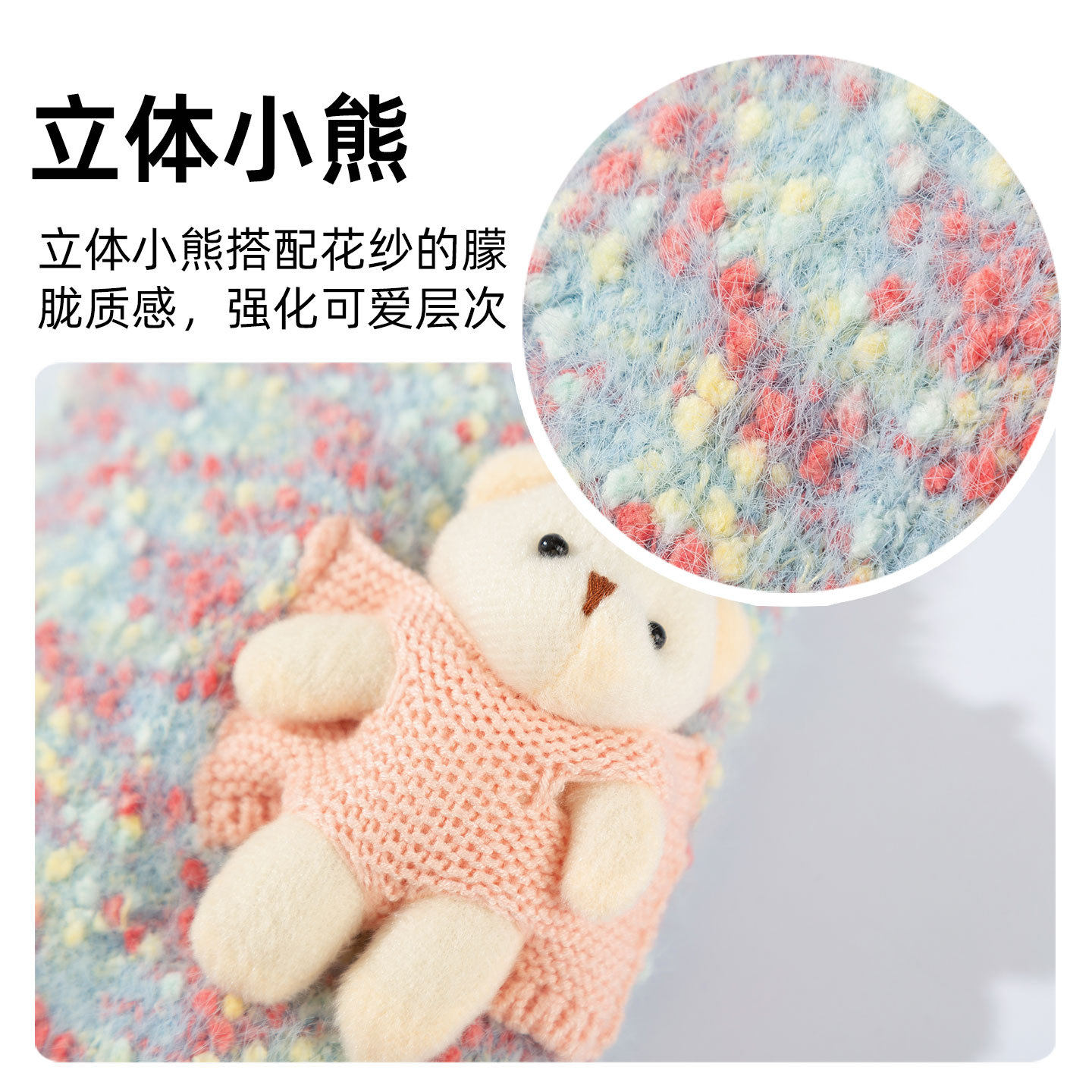 25年新款秋冬季猫咪衣服公主风立体小熊仿貂绒保暖针织衫宠物毛衣