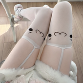 日系可爱动漫印花JK裙搭配过膝袜亚文化二次元 表情长高筒吊带丝袜