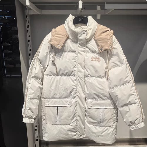 361度羽绒服女式中长款鸭绒外套防风保暖连帽上衣冬季562449307
