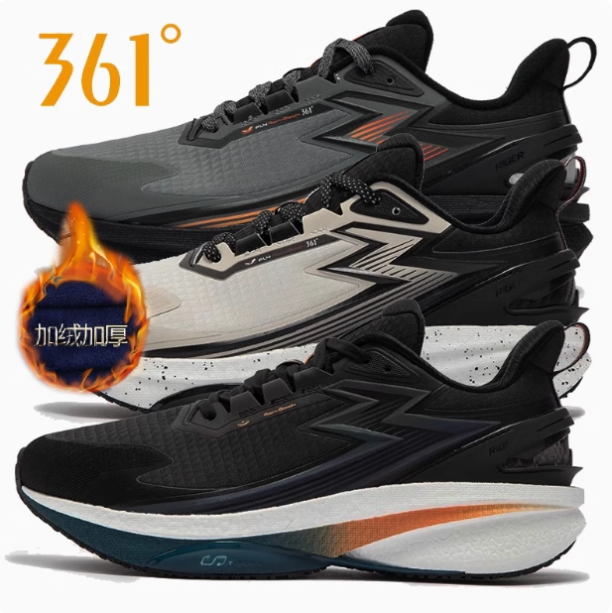 361男鞋运动鞋2024冬季新款防泼水跑步鞋加绒减震防滑跑鞋2253