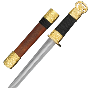 正品龙泉宝剑龙吟短刀唐横刀花纹钢收藏刀剑刀具防身冷兵器未开刃