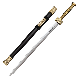 正品龙泉宝剑铜柄青龙汉剑花纹钢一体刀剑刀具防身冷兵器未开刃