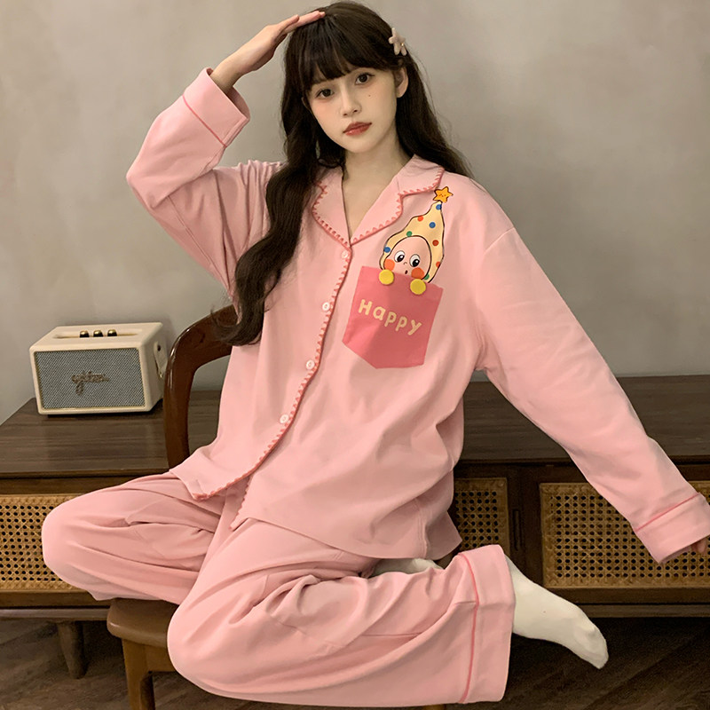 女童睡衣大童纯棉套装春秋季新款休闲长袖初中生女孩开衫款家居服
