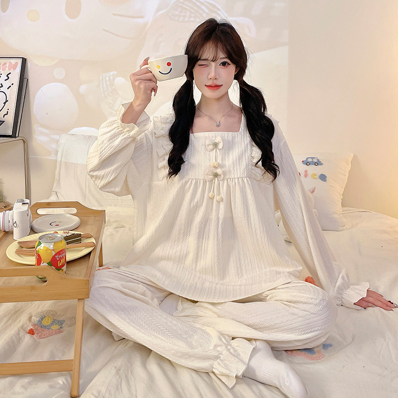 春秋季新款睡衣宫廷风女孩2026女童纯棉长袖初中生公主家居服套装