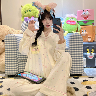 乌萨奇女童睡衣2026春秋季款精梳棉长袖初中生女孩开衫套装家居服