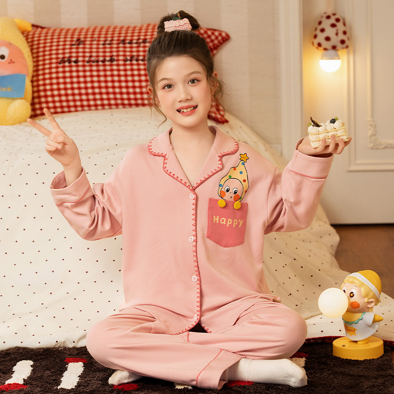 2026新款女童睡衣春秋季款儿童纯棉中大童女孩休闲可爱家居服套装