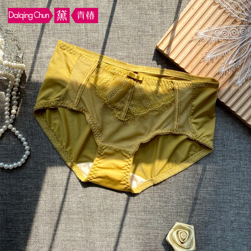名媛风纯欲睫毛蕾丝冰丝内裤女