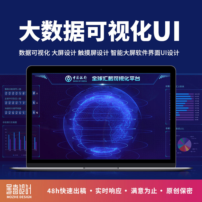 数据可视化UI设计 大屏界面定制设计 管理办公软件后台客户端应用