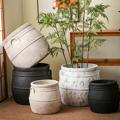 复古花壶瓶老式土陶罐镁泥花盆