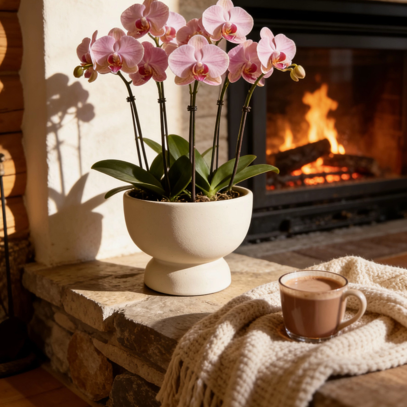 北欧陶瓷浮雕花冰裂釉蝴蝶兰花盆复古家居软装轻奢艺术透气简约