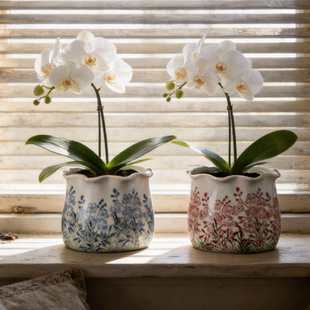 复古花盆田园风陶瓷蝴蝶兰花器客厅插花干花小众高级感创意装 饰品