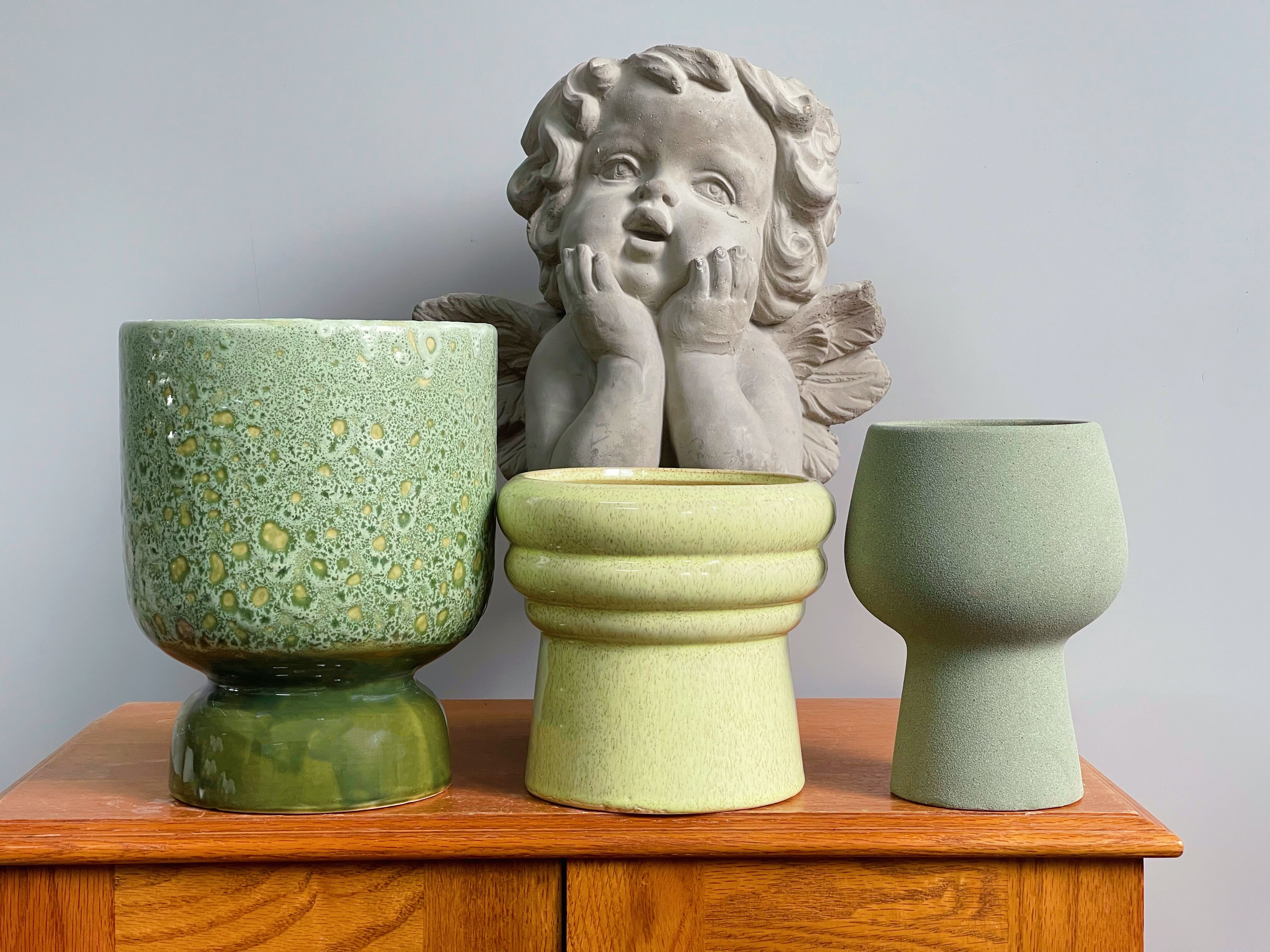 北欧约莫兰迪创意绿箩陶瓷