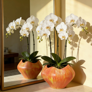 特大号蝴蝶兰大惠兰花盆轻奢设计创意个性蝴蝶兰百搭花器桌面有孔