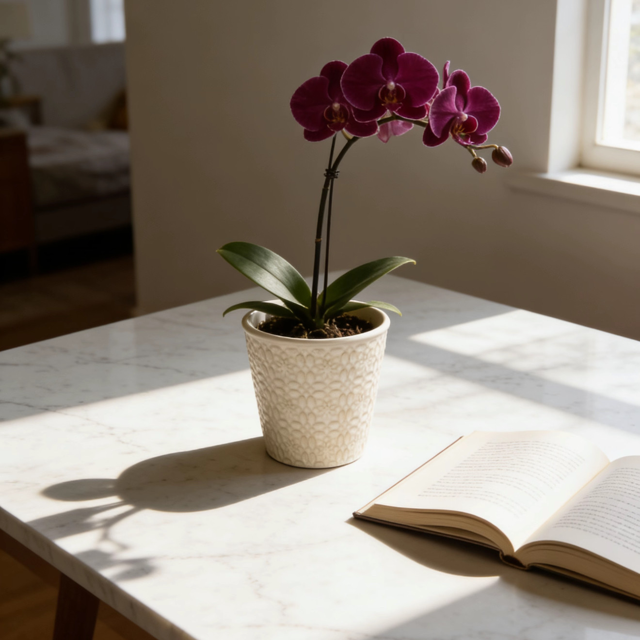 北欧陶瓷浮雕花冰裂釉蝴蝶兰花盆复古家居软装轻奢艺术透气简约