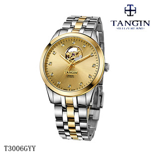 瑞士tangin天珺男士手表 正品18K金机械男表自动T3006GYY日历3006