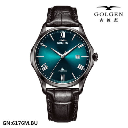GOLGEN/古尊男士手表 正品全自动机械表爵尼系列真皮表带日历6176