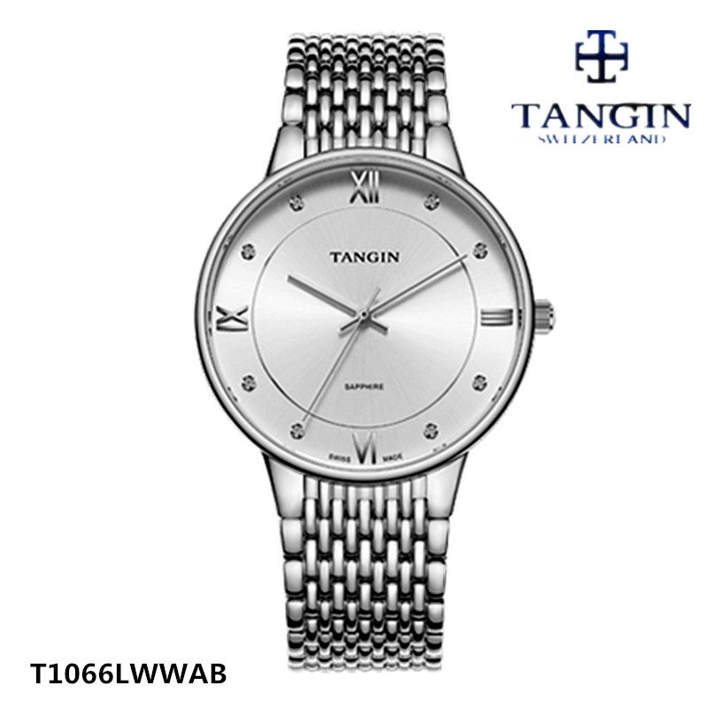 瑞士tangin天珺手表男表石英表超薄情侣款男士腕表蓝宝石镜面1066