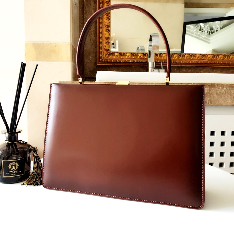 夹子包clasp复古真牛皮时尚女包手提单肩ol职场大容量商务通勤包|msdalam kategori Beg kulit/wanita/beg lelaki, beg Ms. - dari Buy2taobao.com untuk memberikan perkhidmatan ejen Taobao profesional membeli