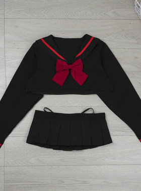 长袖短款二次元水手服纯欲睡裙