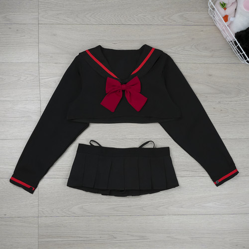 长袖短款二次元水手服纯欲睡裙