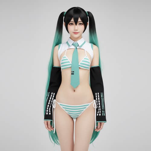 初音公式服短款miku同人睡衣