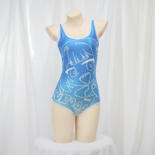 无胸垫 cosplay连体衣性感印花泳装 鲨鱼娘古拉连体泳衣 写真二次元