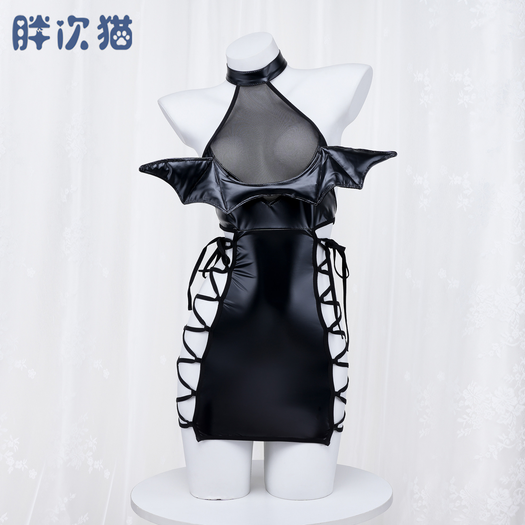 魅魔漆皮连衣裙 皮革小恶魔性感绑带cosplay睡裙包臀裙私房皮衣